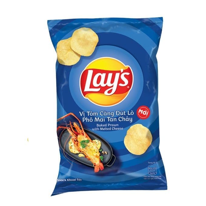 Lays Vi Tom Cang Lo pho Mai Tan chay Baked Prawn with Melted Cheese 90g (Vietnam)