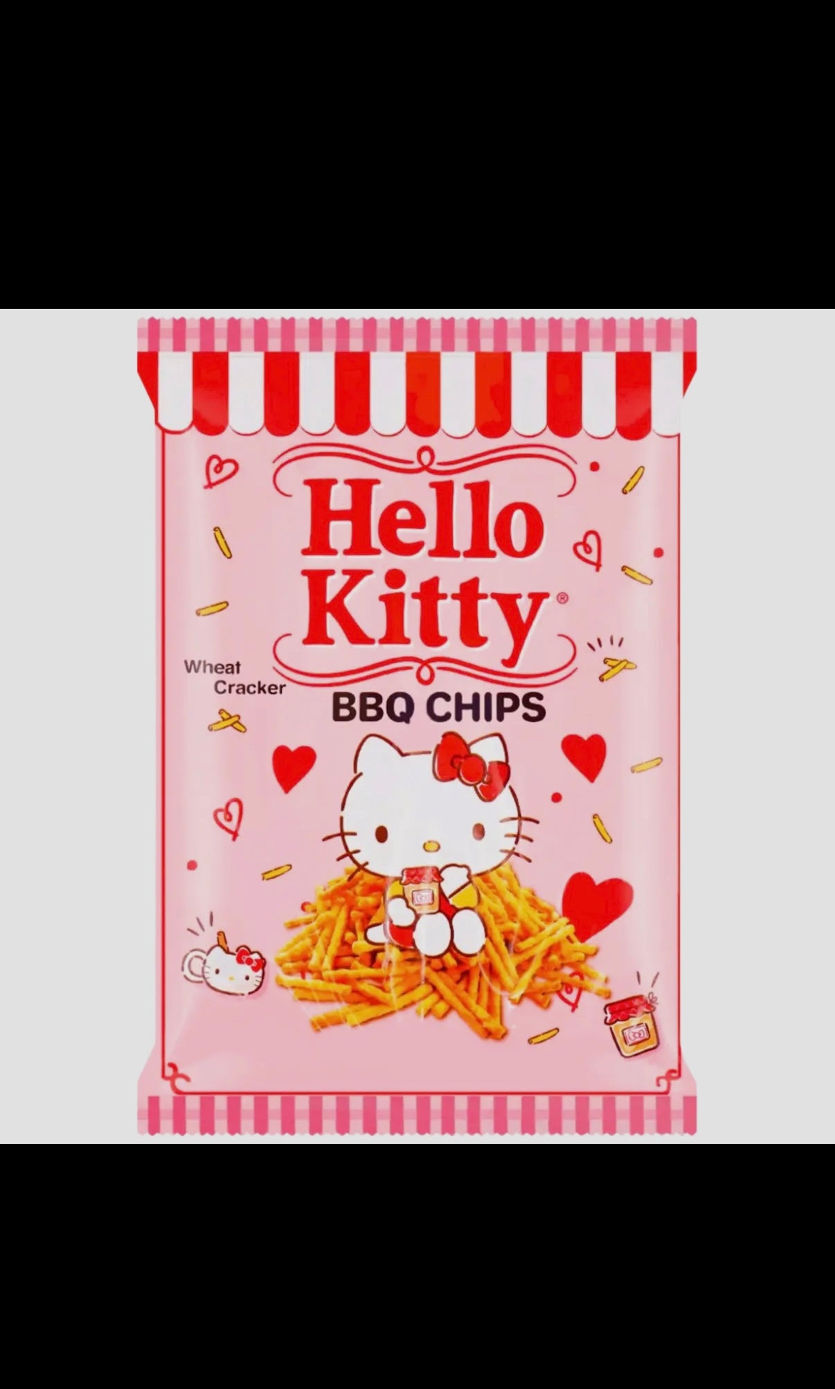 Hello Kitty BBQ Chips. Delicious barbecue seasoned wheat cracker chips