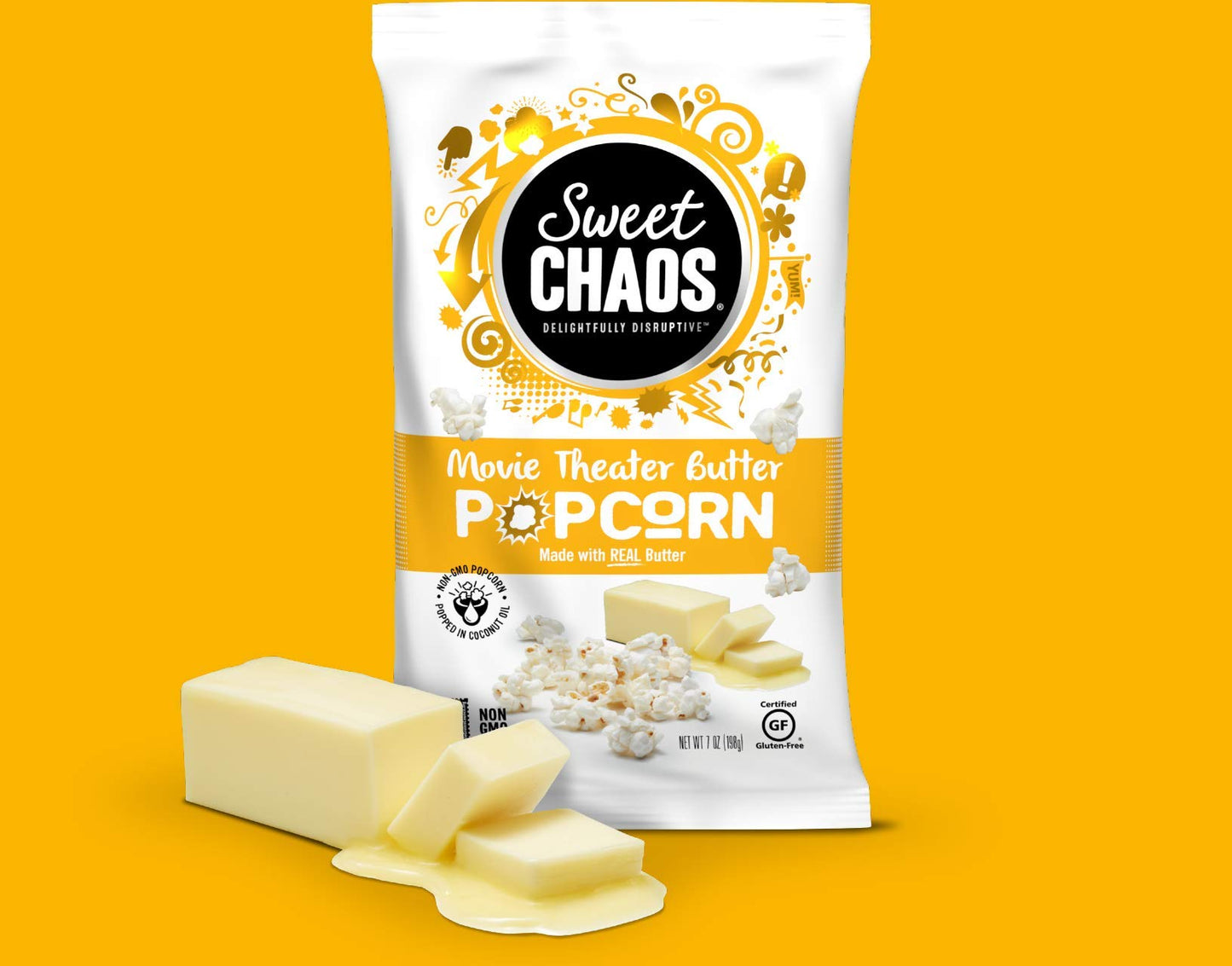 Sweet Chaos Popcorn, Movie Theater Butter, 7 Ounce Bag