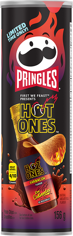 Pringles Hot Ones Los Calientes Barbacoa flavored potato crisps 156g -