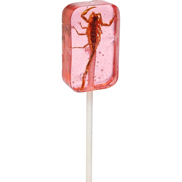 HotLix SCORPION STRAWBERRY sucker lollipop edible arachnid bred for human consumption