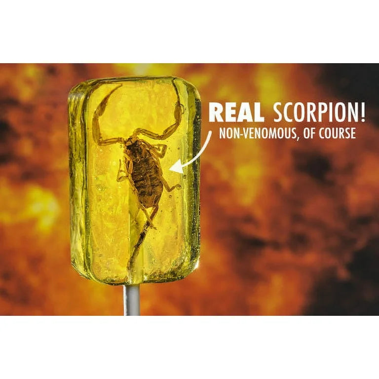 HotLix SCORPION sucker lollipop BANANA flavor! edible arachnid bred for human consumption