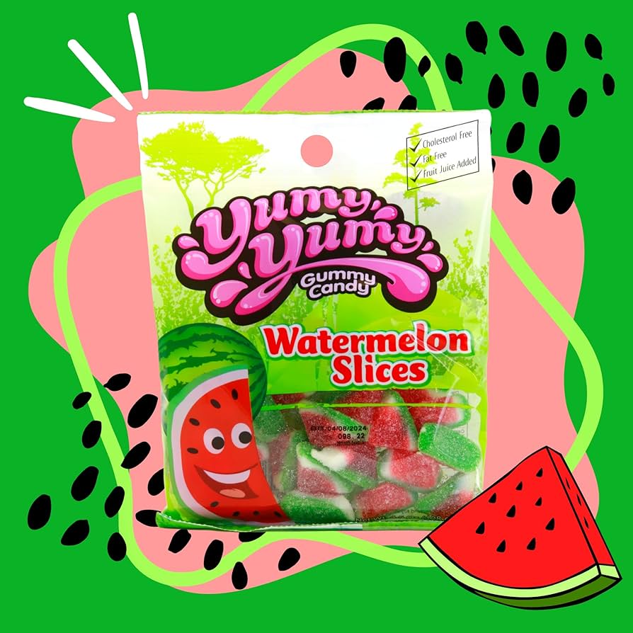 Yumy Yumy Watermelon Gummy Candy, Fruit Flavored Chewy Candies 128g