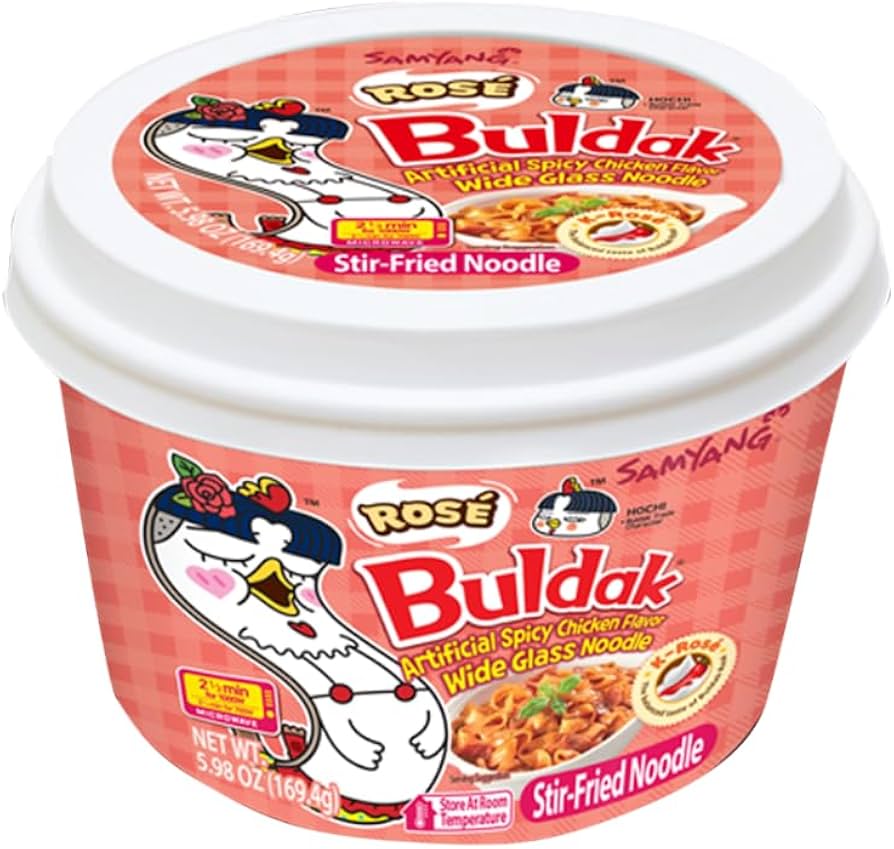 Buldak Rosé Wide Flat Glass Noodles - Korea