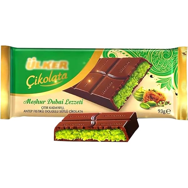 Ulker Dubai Chocolate - The Famous Flavor – 93g (Ülker Çikolata Pistachio Knafeh Dubai Chocolate Bar) - Turkey