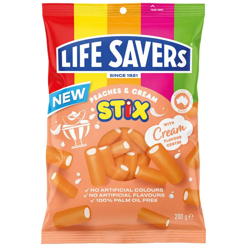 Life Savers Peaches & Cream Stix 200g-Australia