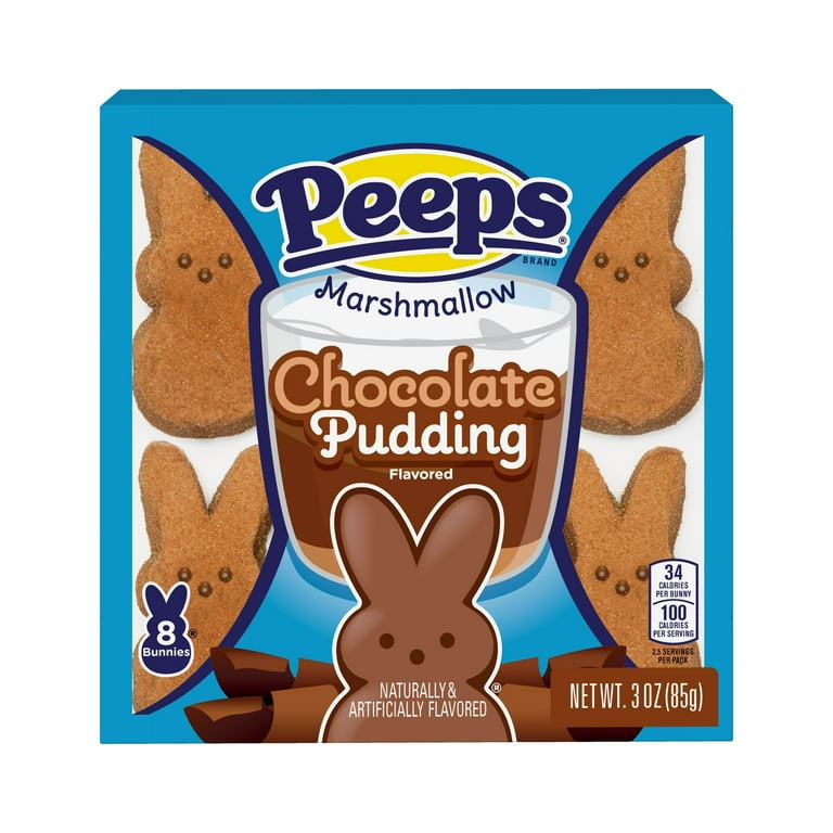 PEEPS, Chocolate Pudding Flavored Marshmallow Bunnies Easter Candy, 8 Count. (3.0 Ounces)