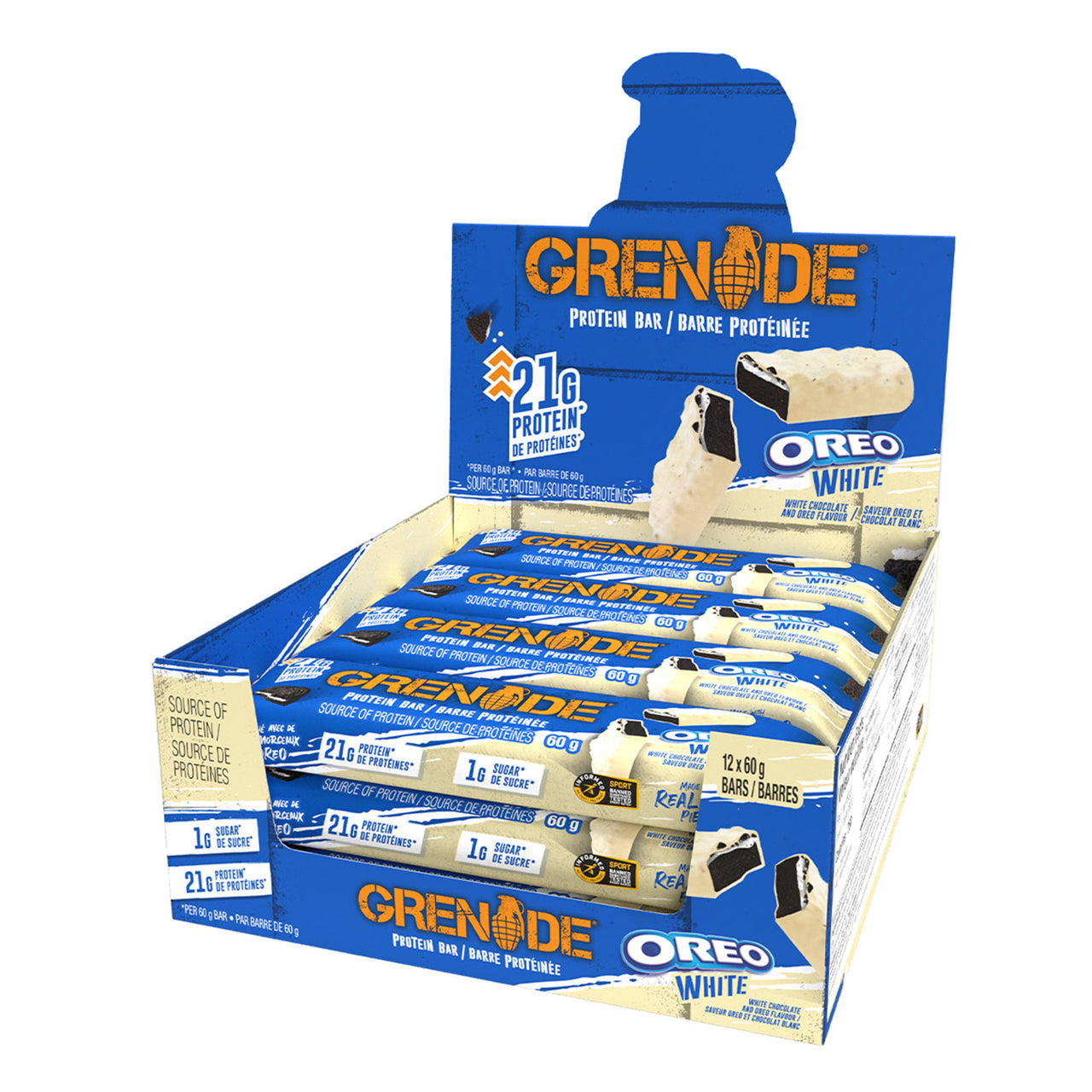 Grenade High Protein Low Sugar Bar - white chocolate Oreo