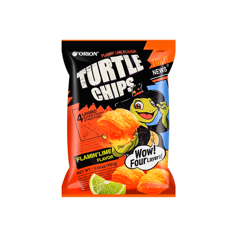 Turtle Chips Flamin' Lime Flavor 5.6oz - South Korea