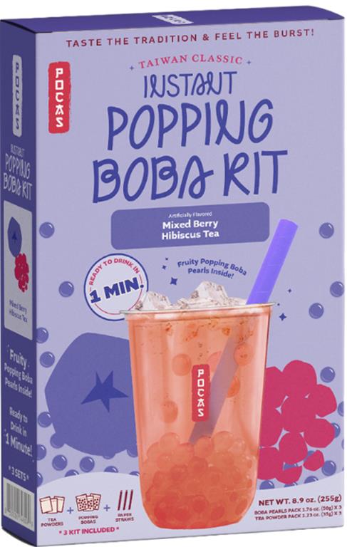 Pocas Popping Boba Kit Mixed Berry Hibiscus Tea