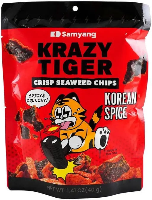 Samyang Krazy Tiger Crisp Seaweed Chips in Korean Spice flavor 1.41 oz - South Korea