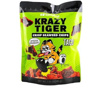 Krazy Tiger Crisp Seaweed Chips in Taco flavor 1.41 oz - South Korea
