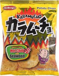 Koikeya Karamucho Potato Chips Hot Chili with Seaweed flavor 1.9 OZ (54g)
