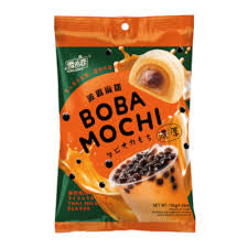 Yuki & Love Boba Mochi, likely the Thai Milk Tea flavor