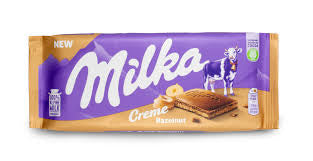 Milka Creme Hazelnut Chocolate Bar with a Hazelnut Cream