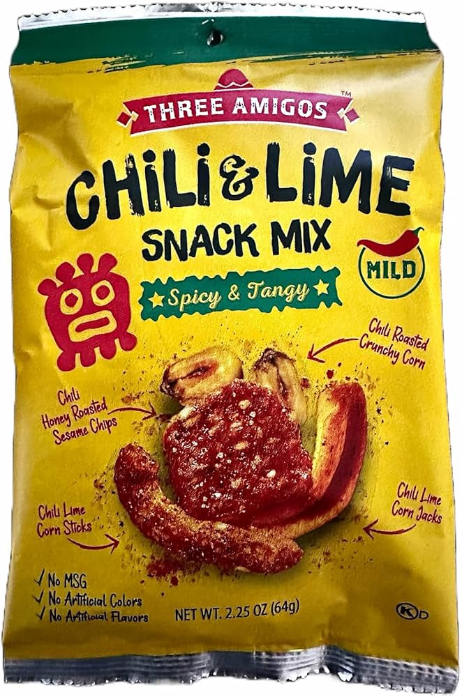 Generic Three Amigos Chili & Lime Snack Mix NET WT 2.25 OZ (64 g) No MSG No Artificial Colors No Artificial Flavors