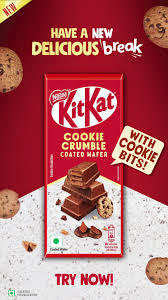 Kitkat cookie crumble Coated wafer with cookie bites! (India)