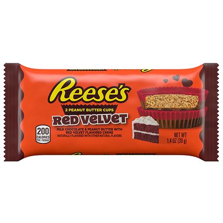 REESE'S Peanut Butter Cups, Valentine Candy Milk Chocolate and Red Velvet Creme, 1.4 oz