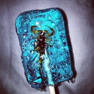 HotLix SCORPION sucker lollipop BLUEBERRY flavor! edible arachnid bred for human consumption