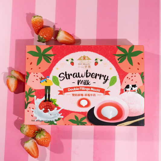 Double Fillings Mochi Strawberry Milk 6.35 oz Product of Taiwan