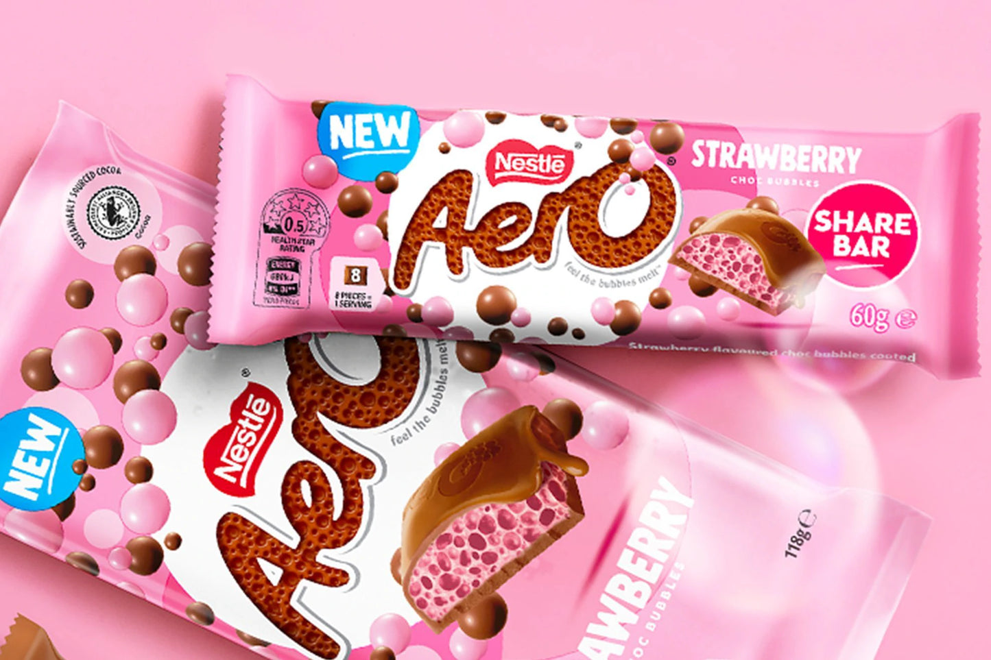 Aero strawberry choc bubbles - australia
