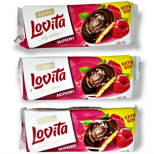 Roshen “Lovita” Jelly Cookies, Biscuits with Raspberry Flavored Jelly Filling